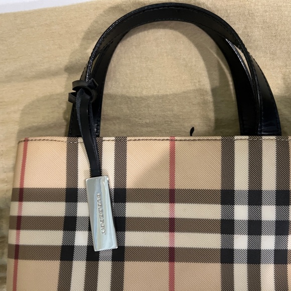 Burberry London Nova Check Coated Canvas Mini Tote Tan Black - Picture 8 of 16